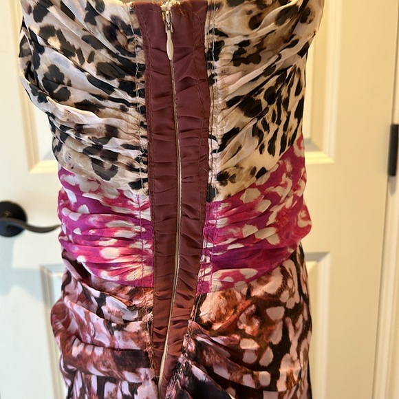 AMUR Jaylah Leopard Print One Shoulder Midi Dress in Neutral Pink Rust - Picture 6 of 8